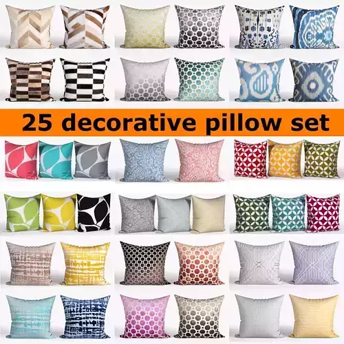 25 Decorative set pillow Low-poly 3D model