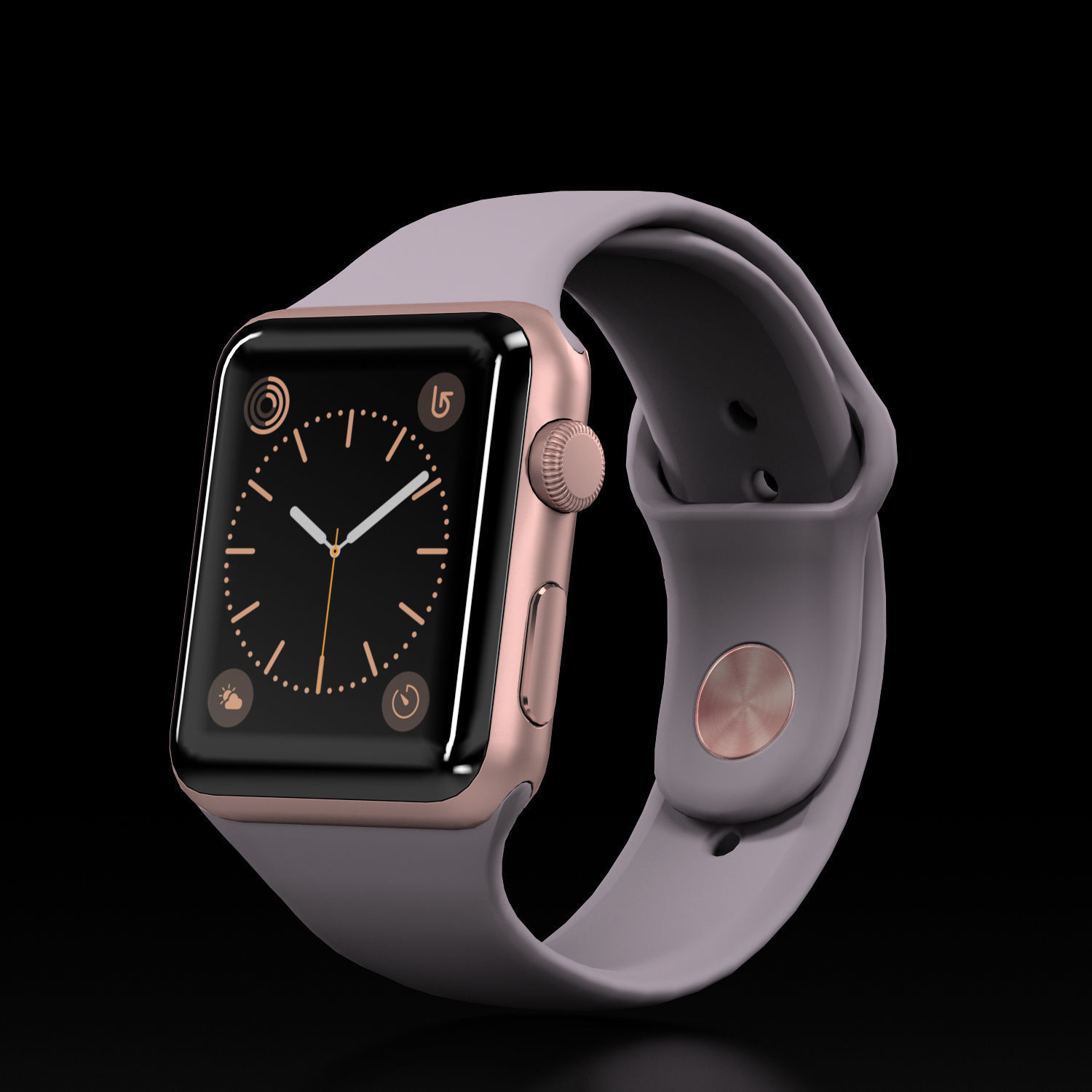 Apple Watch Rose Gold Aluminum Case Lavender Sport Band Low-poly 3D model_2