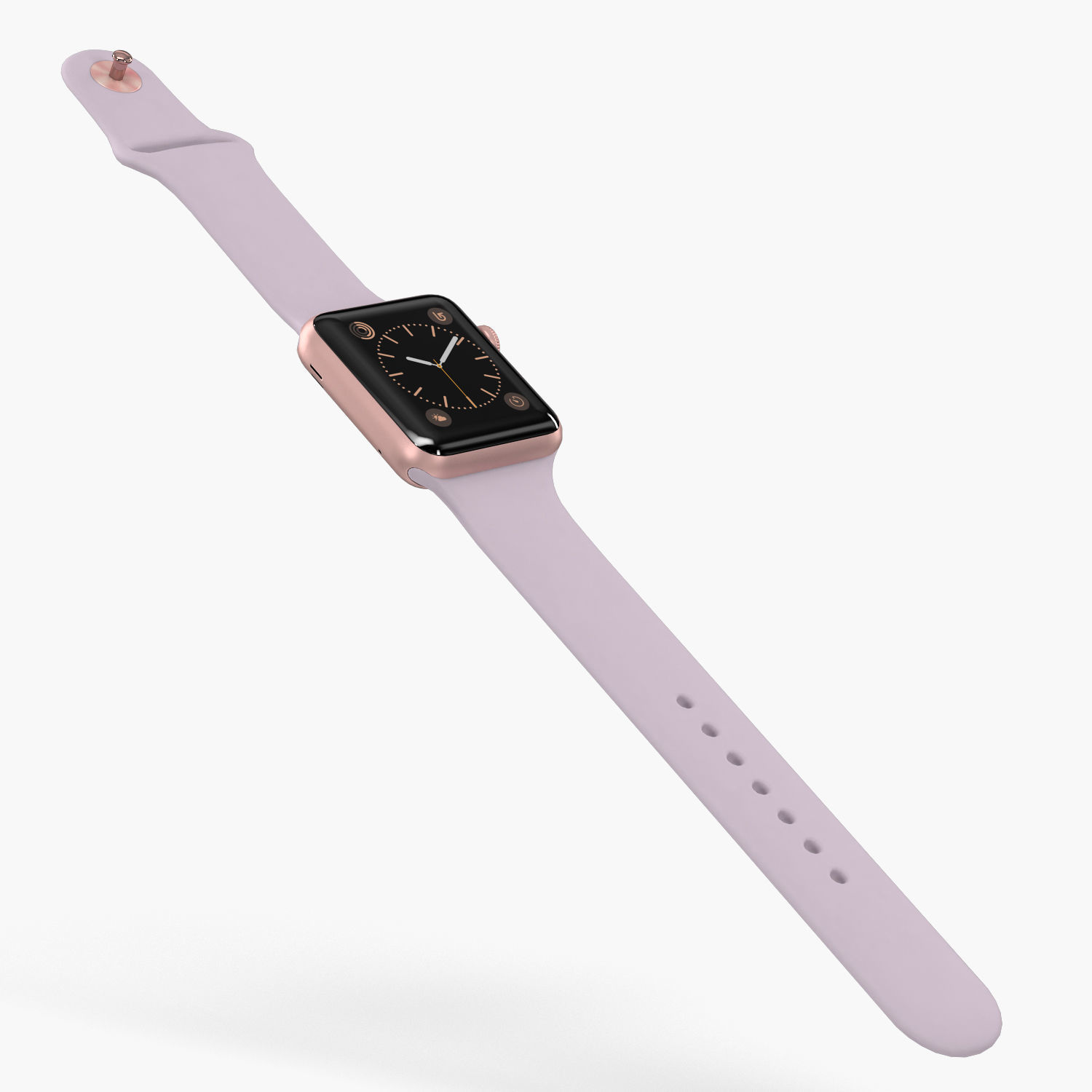 Apple Watch Rose Gold Aluminum Case Lavender Sport Band Low-poly 3D model_13
