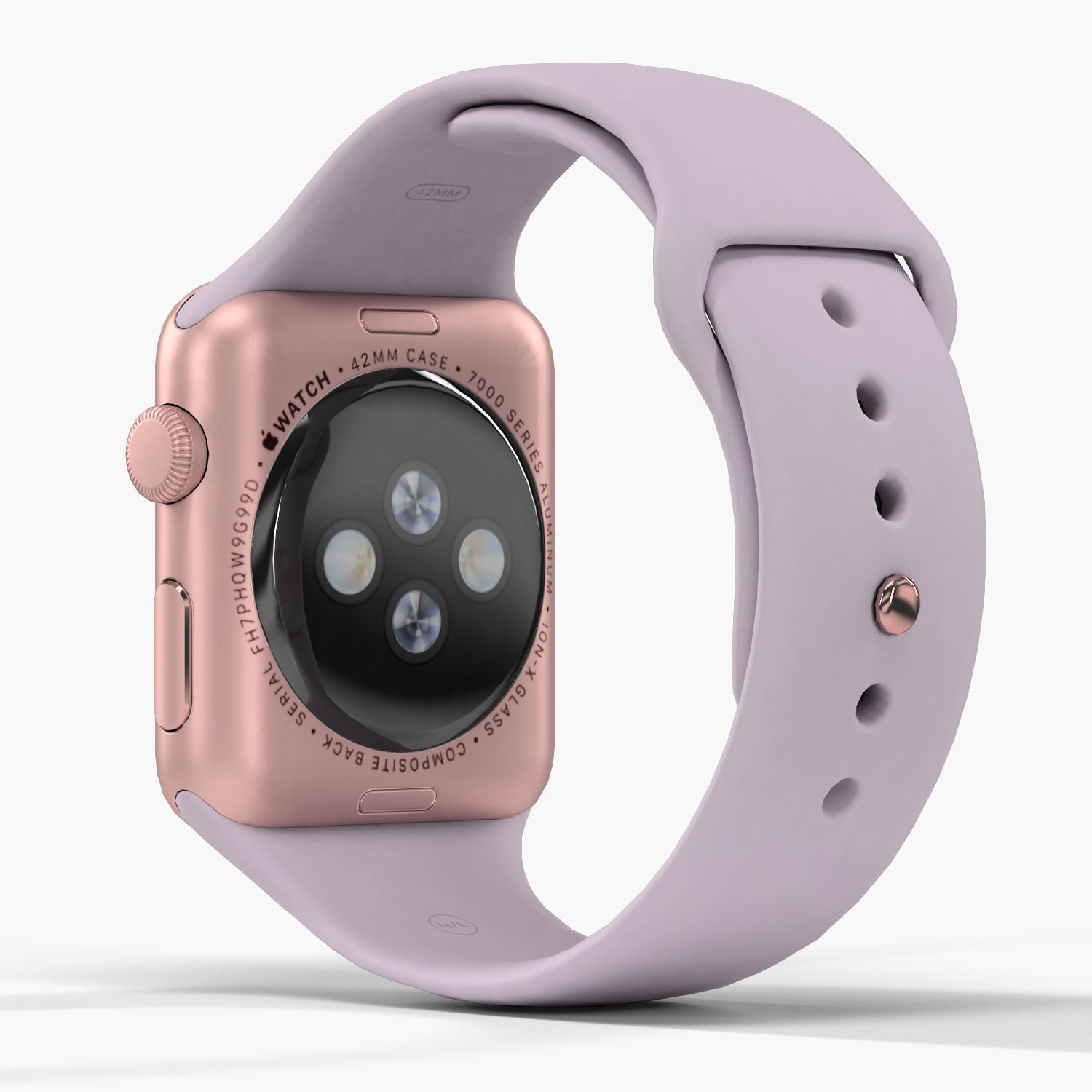 Apple Watch Rose Gold Aluminum Case Lavender Sport Band Low-poly 3D model_6