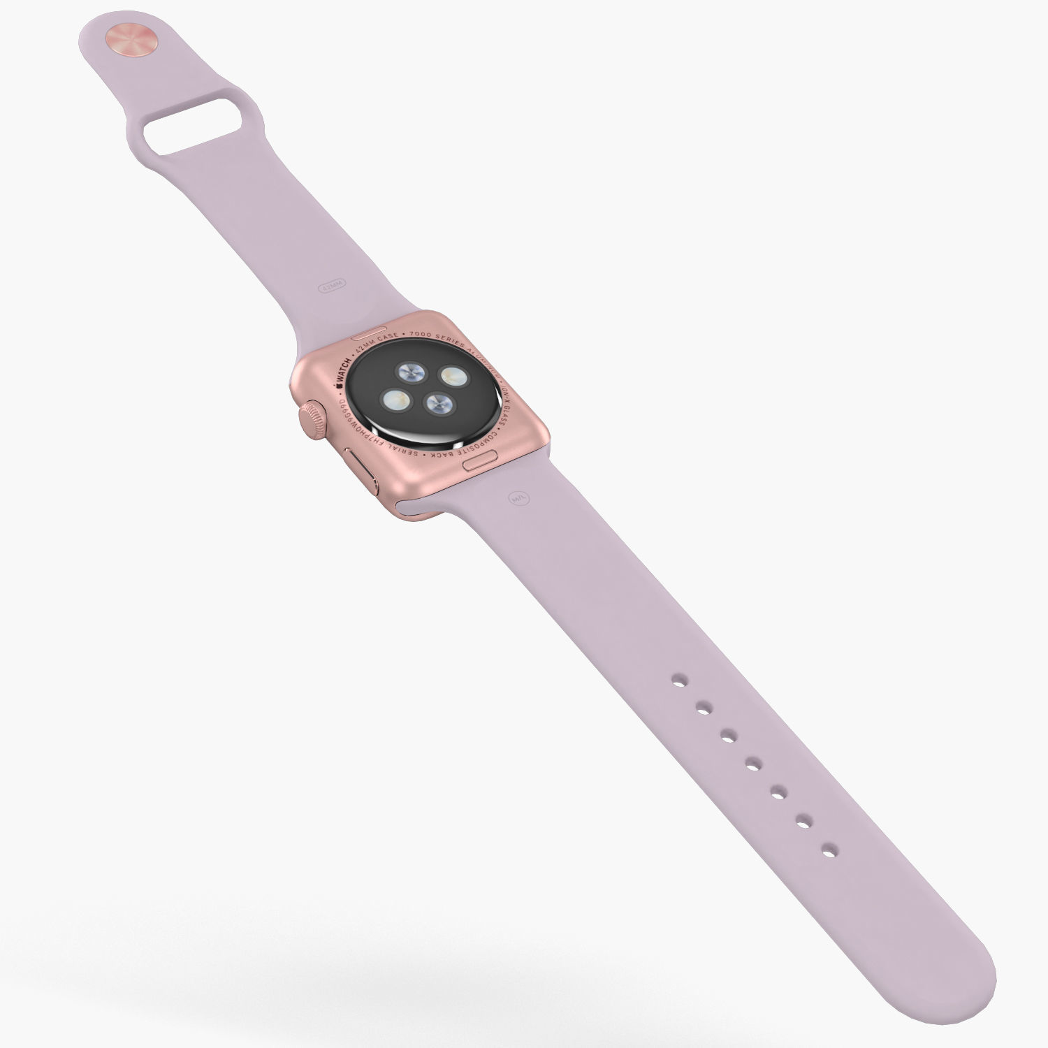 Apple Watch Rose Gold Aluminum Case Lavender Sport Band Low-poly 3D model_14
