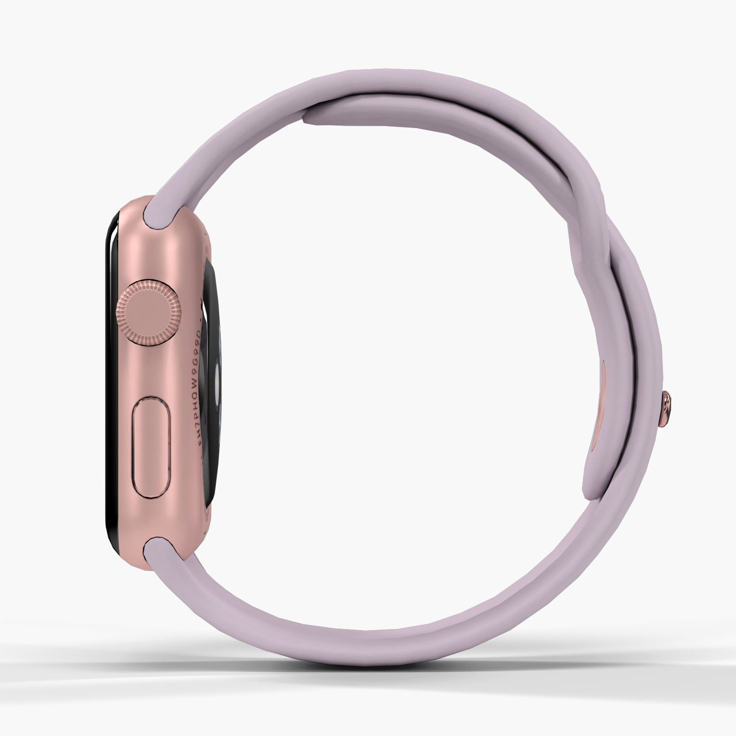 Apple Watch Rose Gold Aluminum Case Lavender Sport Band Low-poly 3D model_5