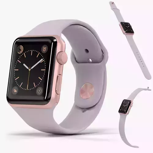 Apple Watch Rose Gold Aluminum Case Lavender Sport Band Low-poly 3D model
