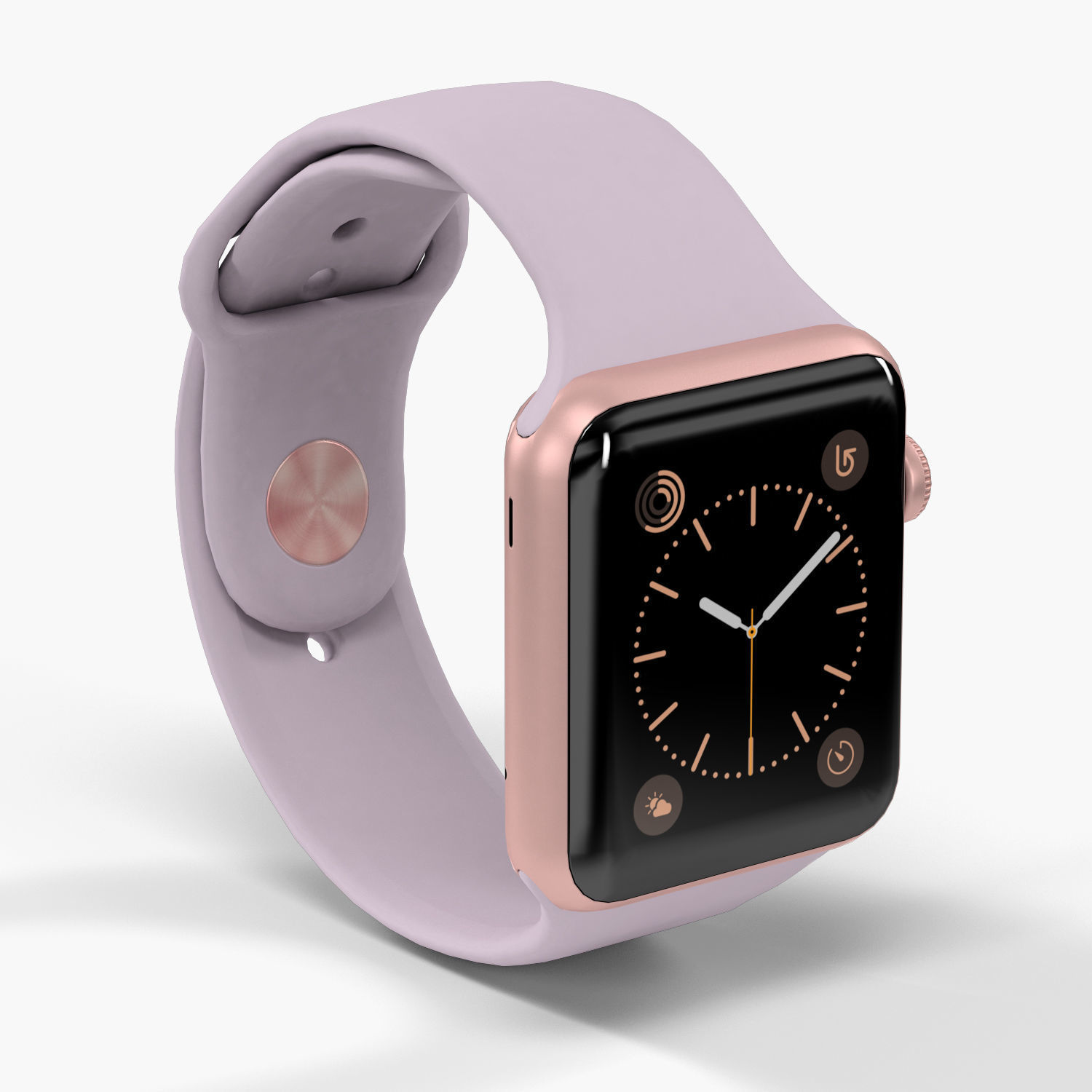 Apple Watch Rose Gold Aluminum Case Lavender Sport Band Low-poly 3D model_9