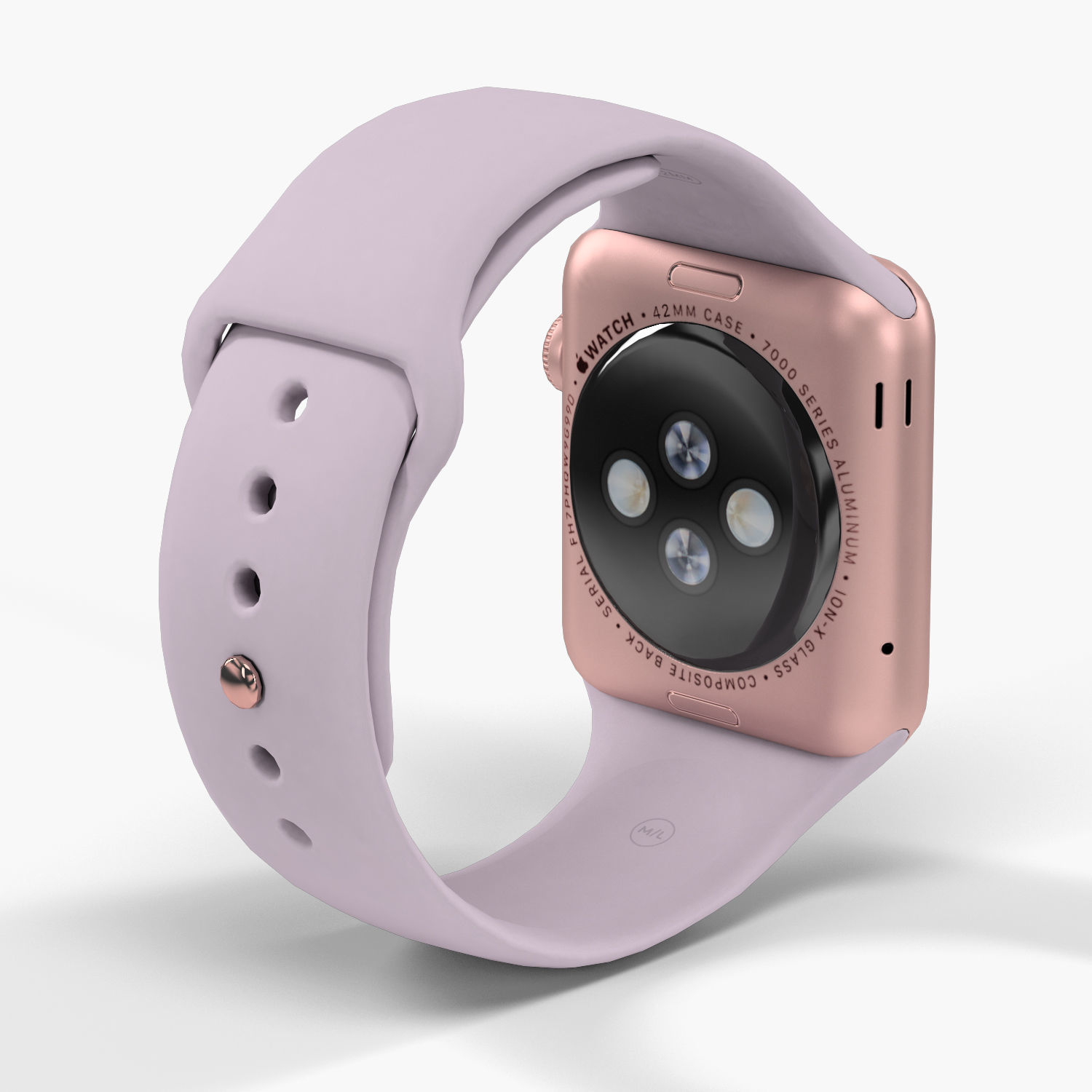 Apple Watch Rose Gold Aluminum Case Lavender Sport Band Low-poly 3D model_8