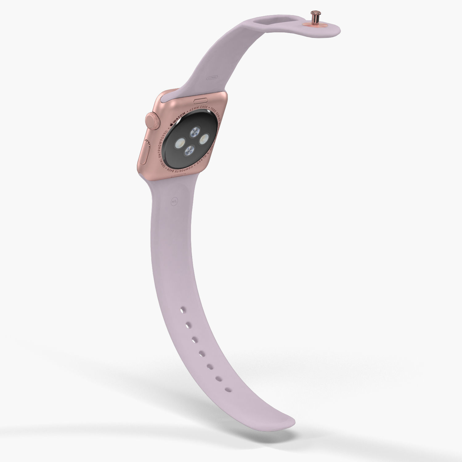 Apple Watch Rose Gold Aluminum Case Lavender Sport Band Low-poly 3D model_11