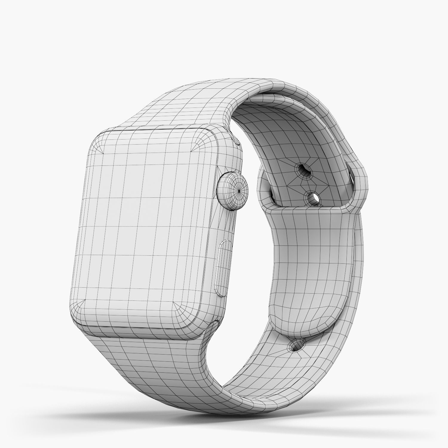 Apple Watch Rose Gold Aluminum Case Lavender Sport Band Low-poly 3D model_17