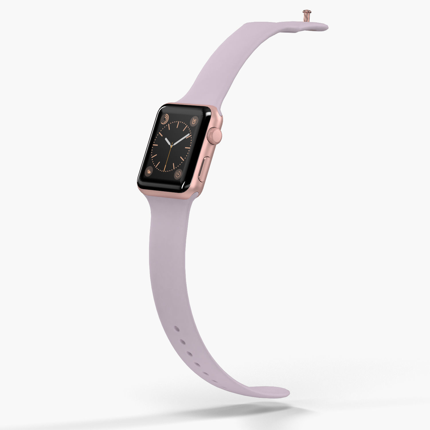 Apple Watch Rose Gold Aluminum Case Lavender Sport Band Low-poly 3D model_10