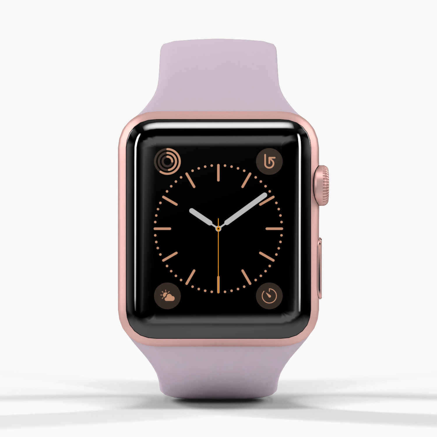 Apple Watch Rose Gold Aluminum Case Lavender Sport Band Low-poly 3D model_3