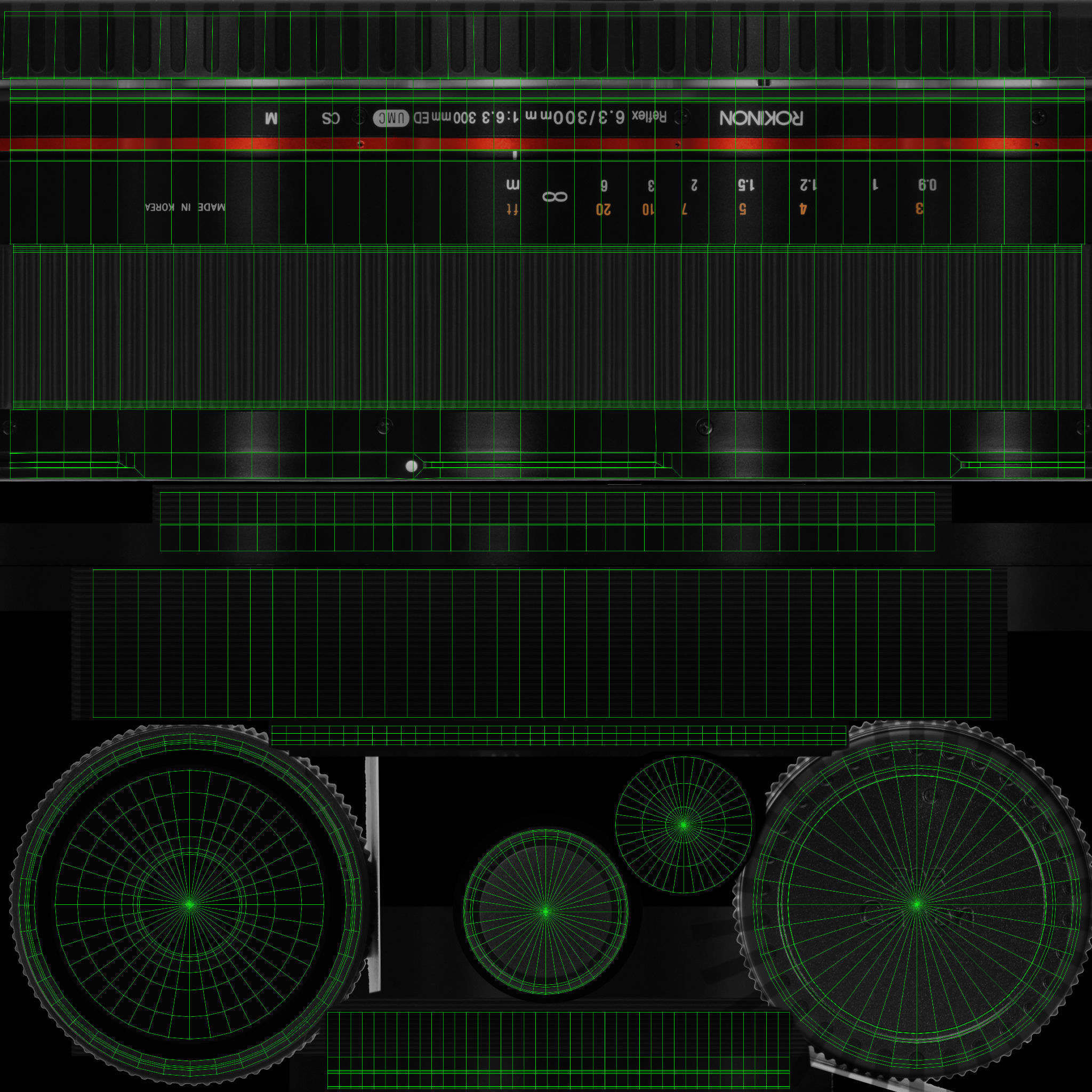 Rokinon Reflex 300mm f6-3 ED UMC CS Lens Low-poly 3D model_12