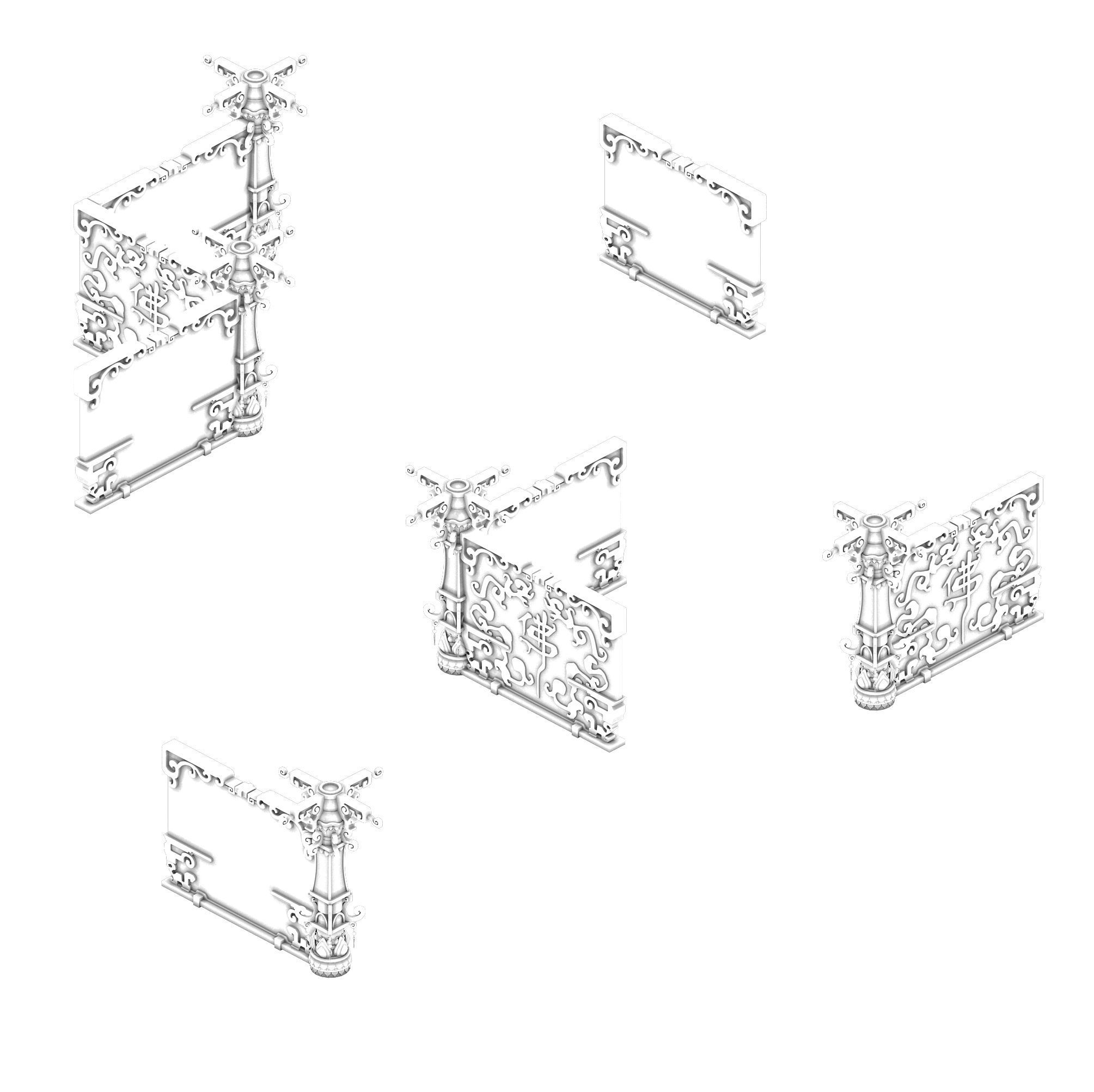Lei Fengta - fifth floor partition wall 3D model_1