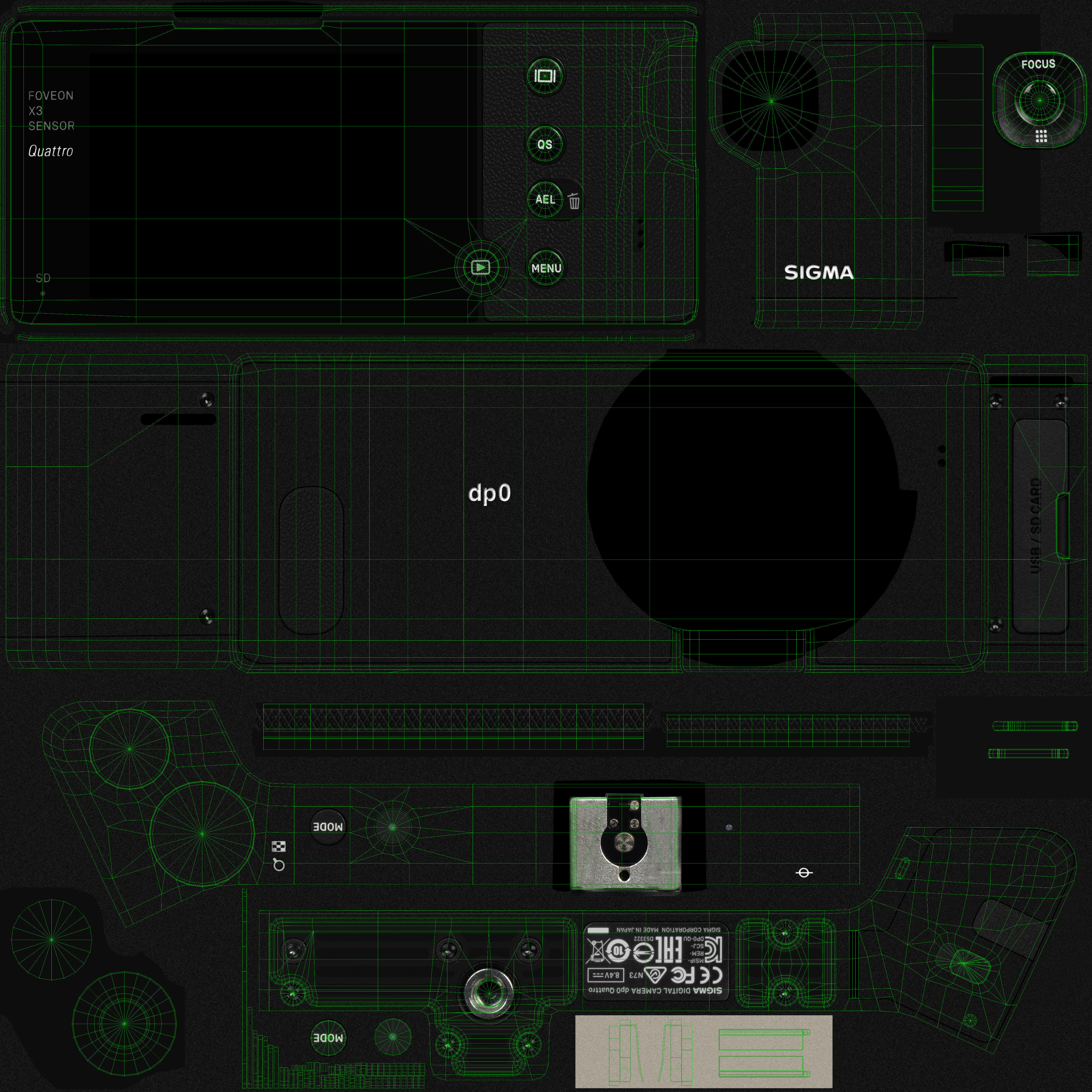 Sigma dp0 Quattro bridge digital camera Low-poly 3D model_16