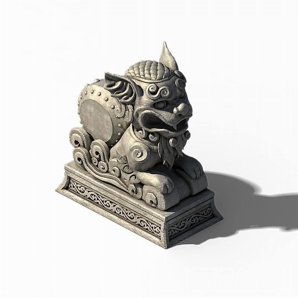 Lin an City - Dali Temple - Stone Lion 3D model_1