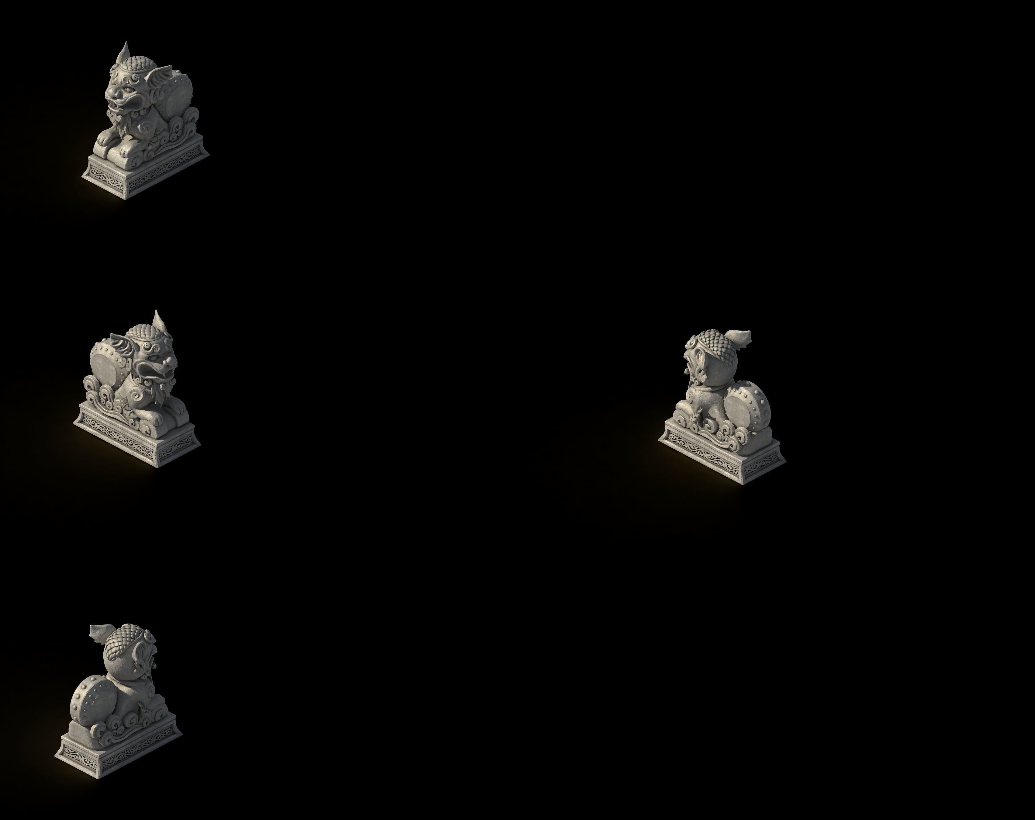 Lin an City - Dali Temple - Stone Lion 3D model_8