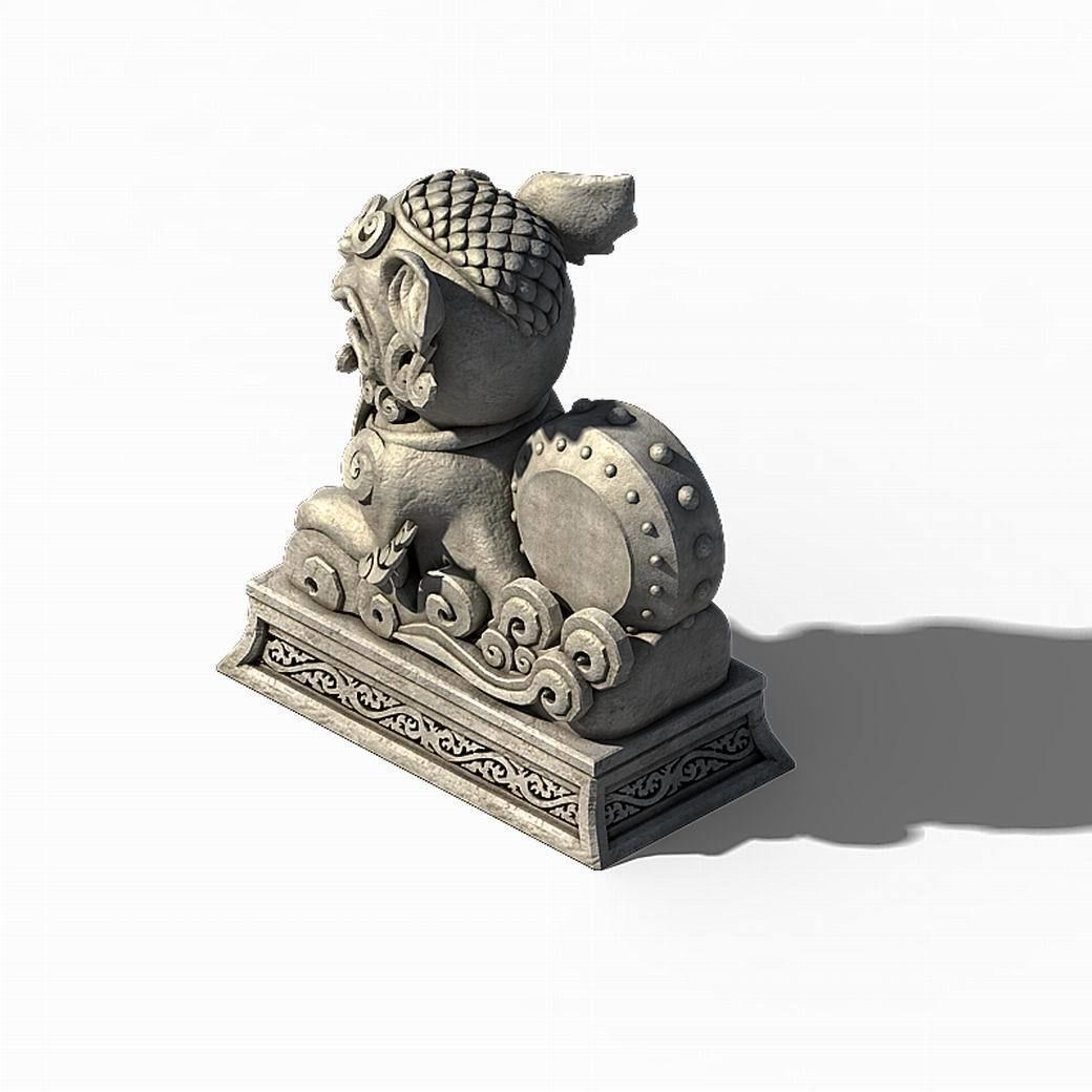 Lin an City - Dali Temple - Stone Lion 3D model_3