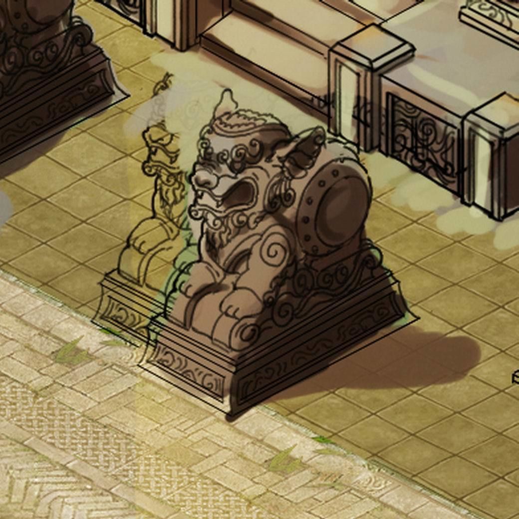 Lin an City - Dali Temple - Stone Lion 3D model_5