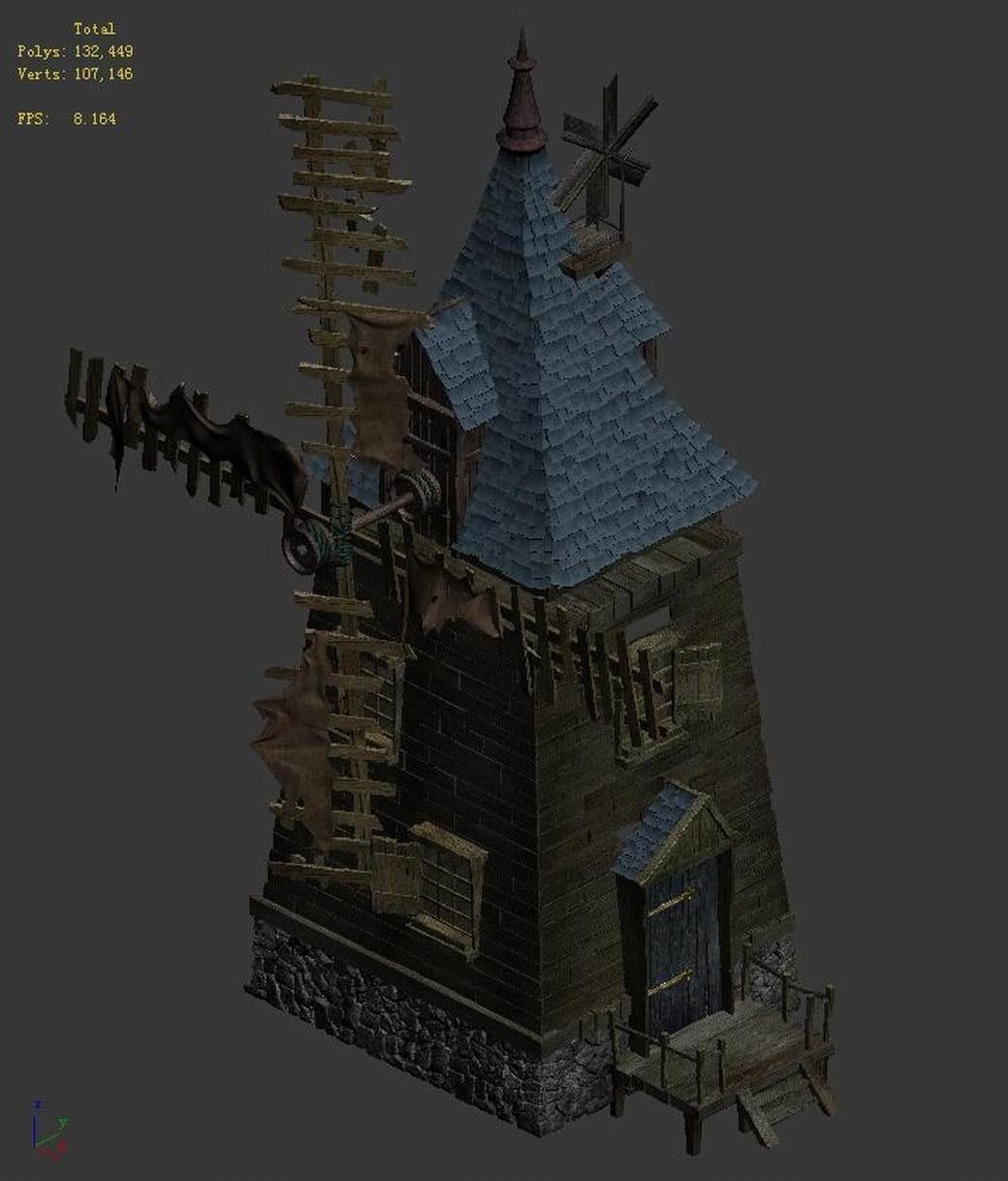 Cold wind highland - windmill workshop 01 3D model_4