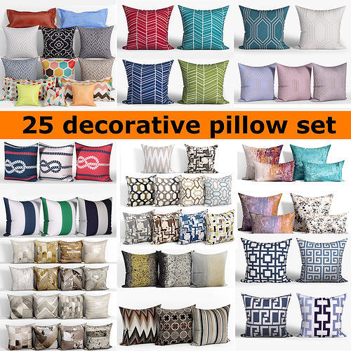 25 Decorative set pillow 3D model