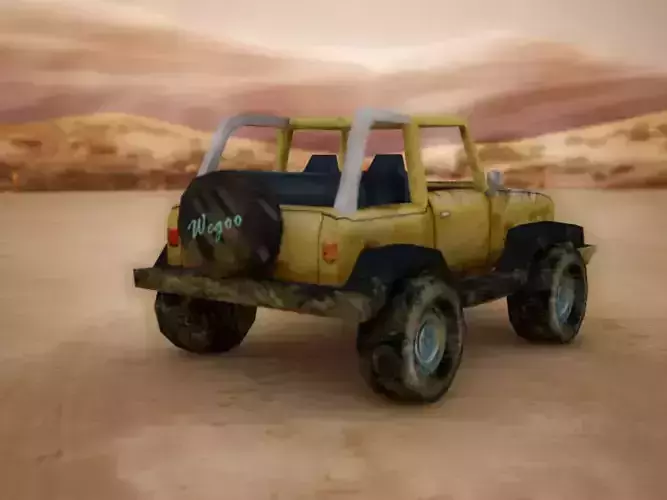 Low Poly Jeep in desert Low-poly 3D model