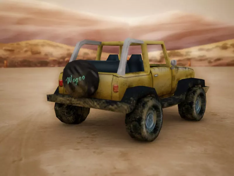 Low Poly Jeep in desert Low-poly 3D model