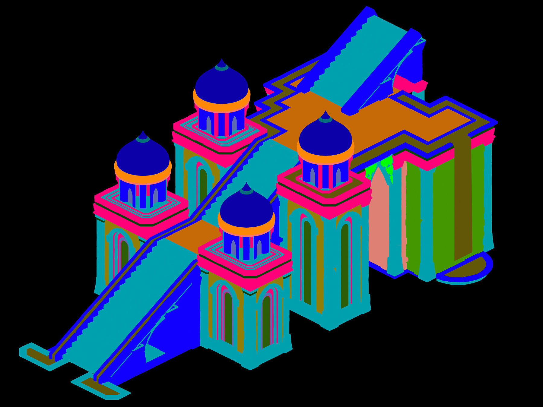 Muslim - palace stairs 02 3D model_2
