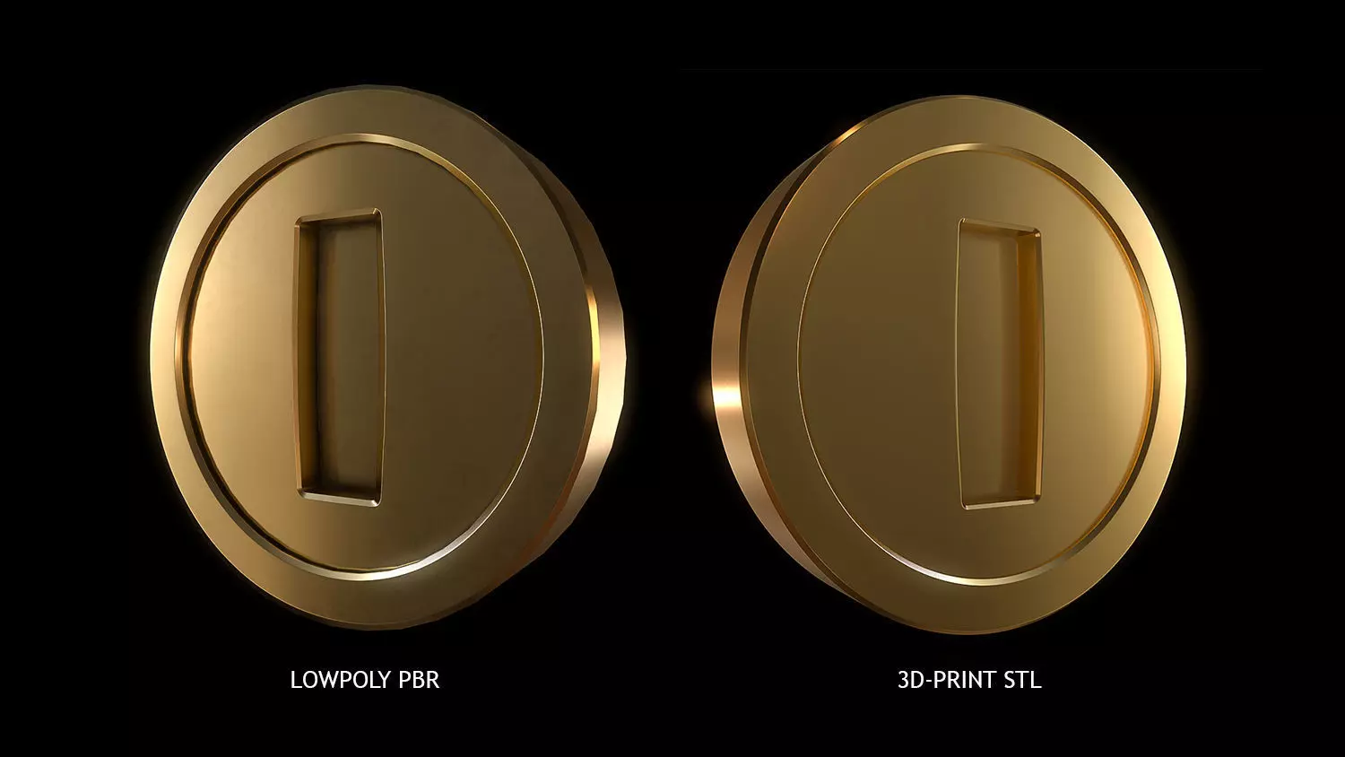 Gold Coin Game lowpoly PBR and Hipoly asset Low-poly 3D model_0