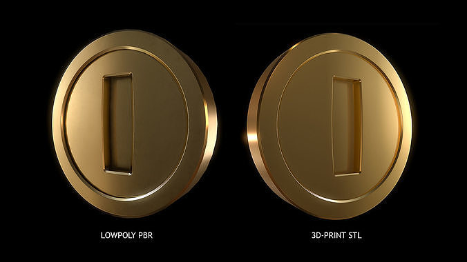 Gold Coin Game lowpoly PBR and Hipoly asset Low-poly 3D model
