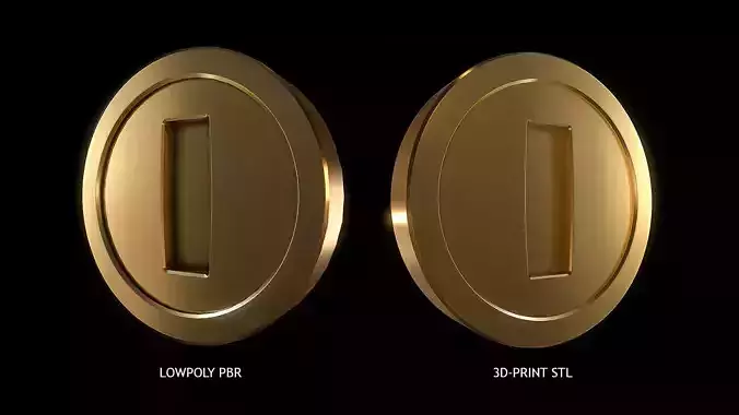 Gold Coin Game lowpoly PBR and Hipoly asset