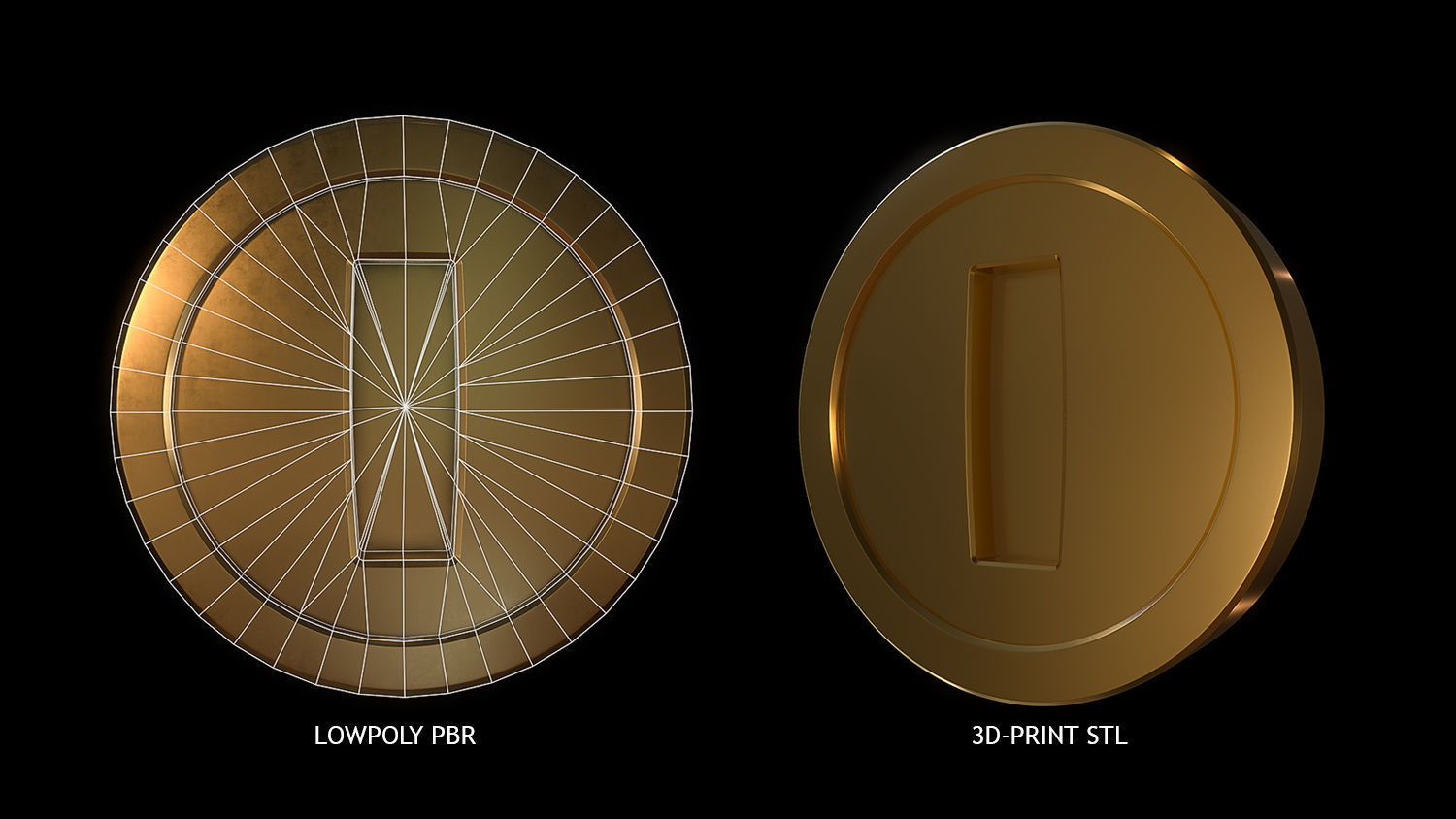Gold Coin Game lowpoly PBR and Hipoly asset Low-poly 3D model_1