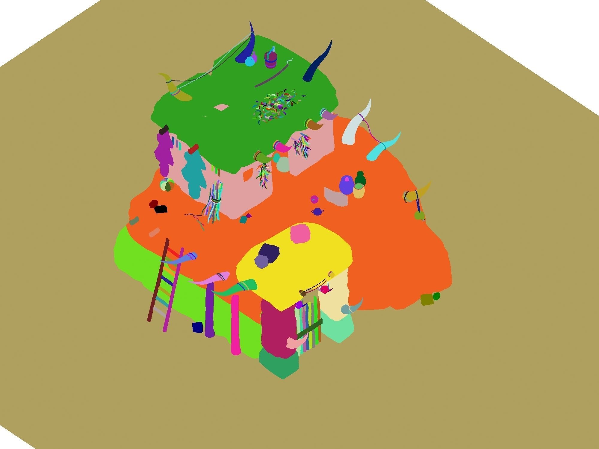 Desert area - earth and stone houses 01 3D model_1