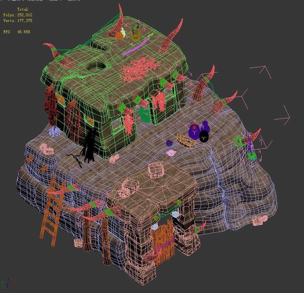 Desert area - earth and stone houses 01 3D model_3