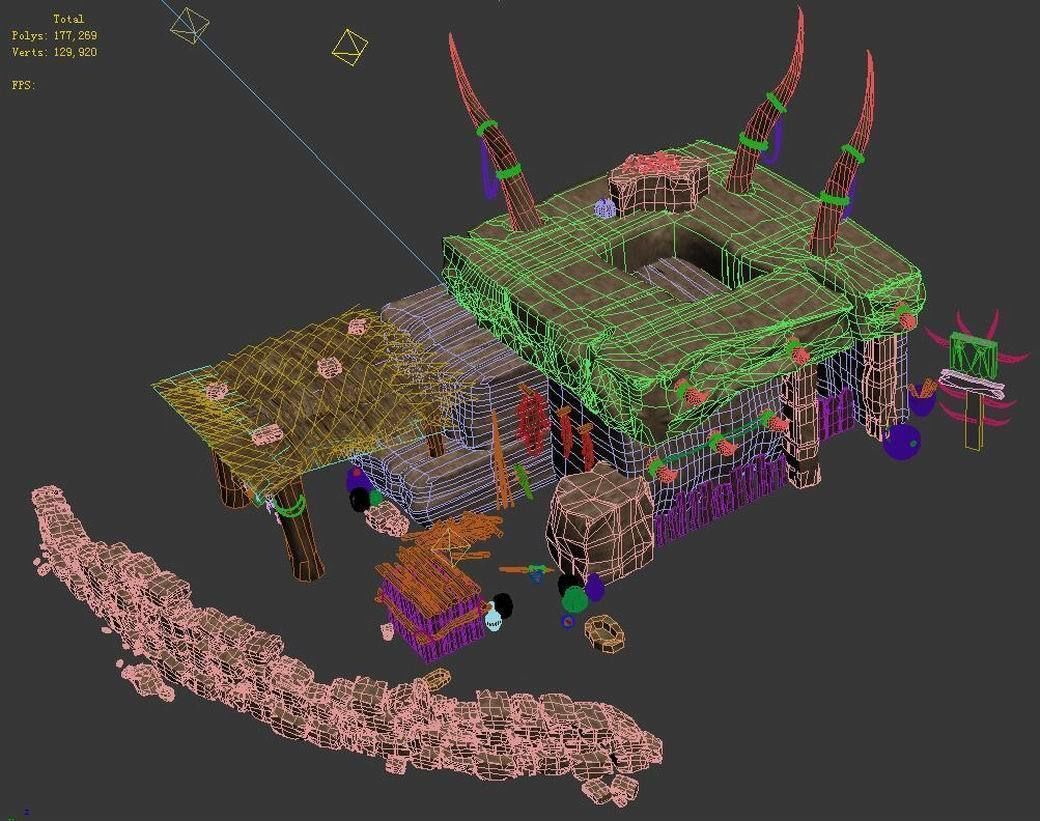 Desert area - earth and stone houses 02 3D model_7