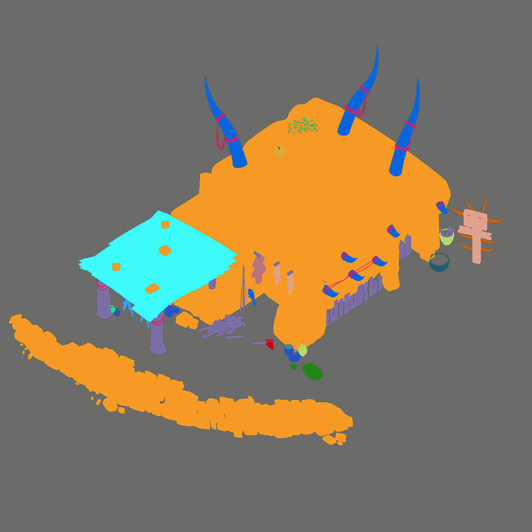 Desert area - earth and stone houses 02 3D model_1