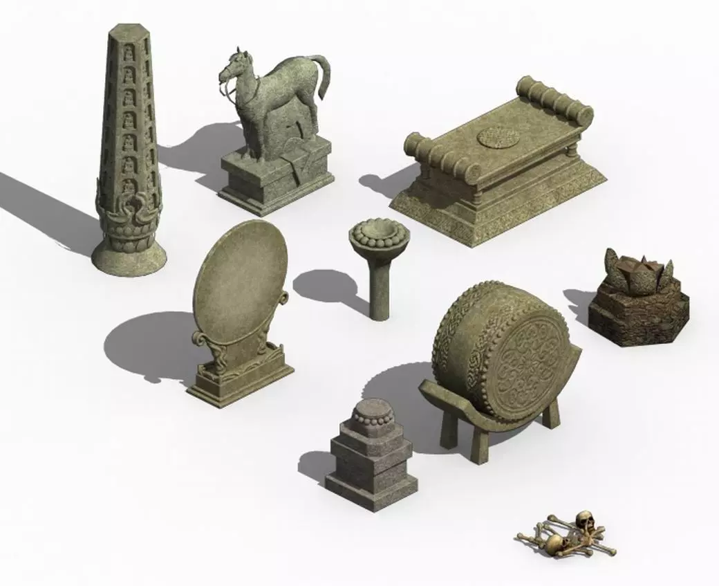 Ancient ruins - altar accessories 3D model_0