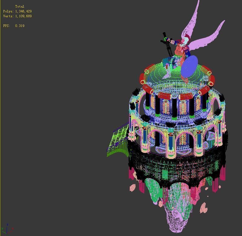 God of the country - white small turret 3D model_4