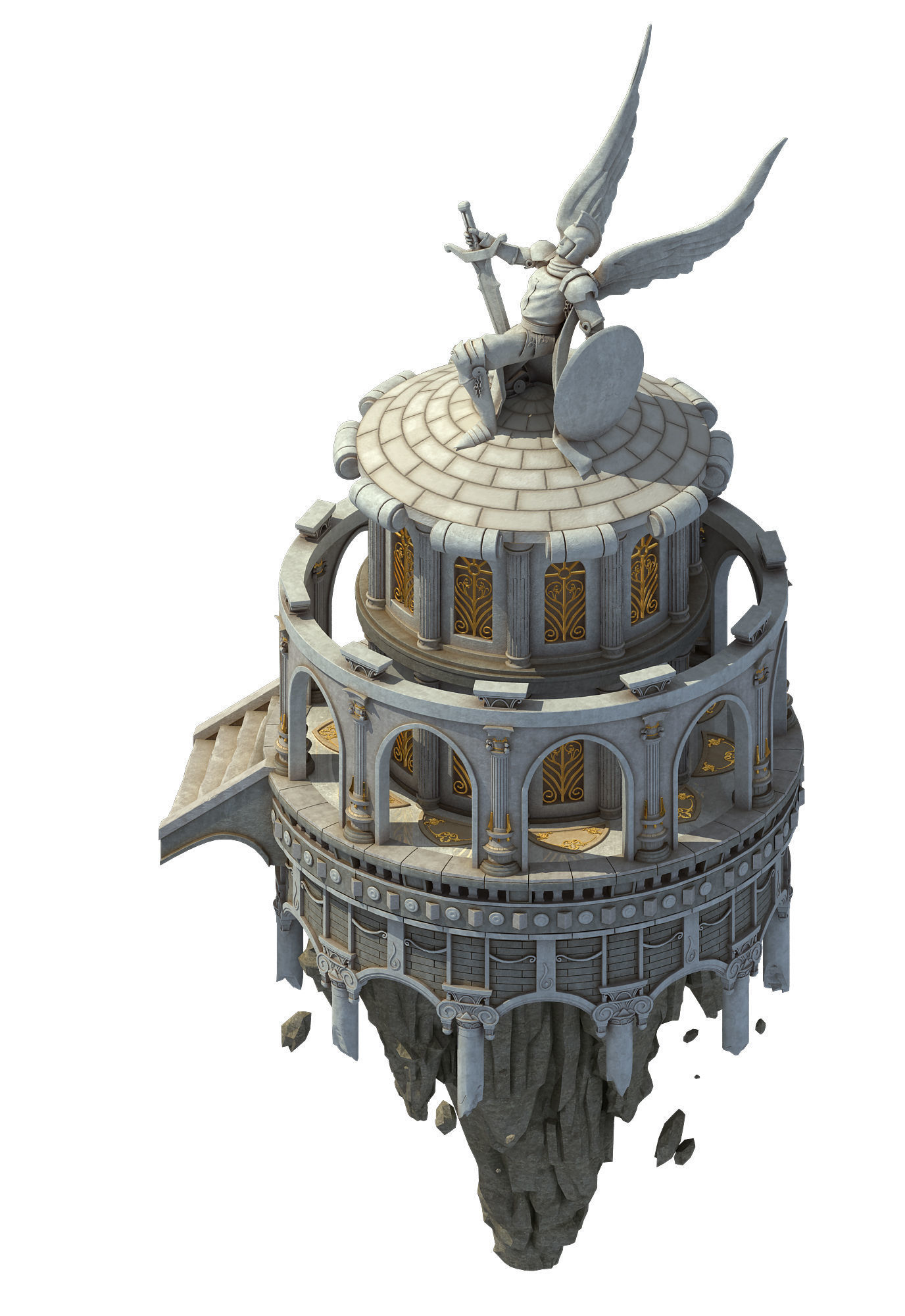 God of the country - white small turret 3D model_1