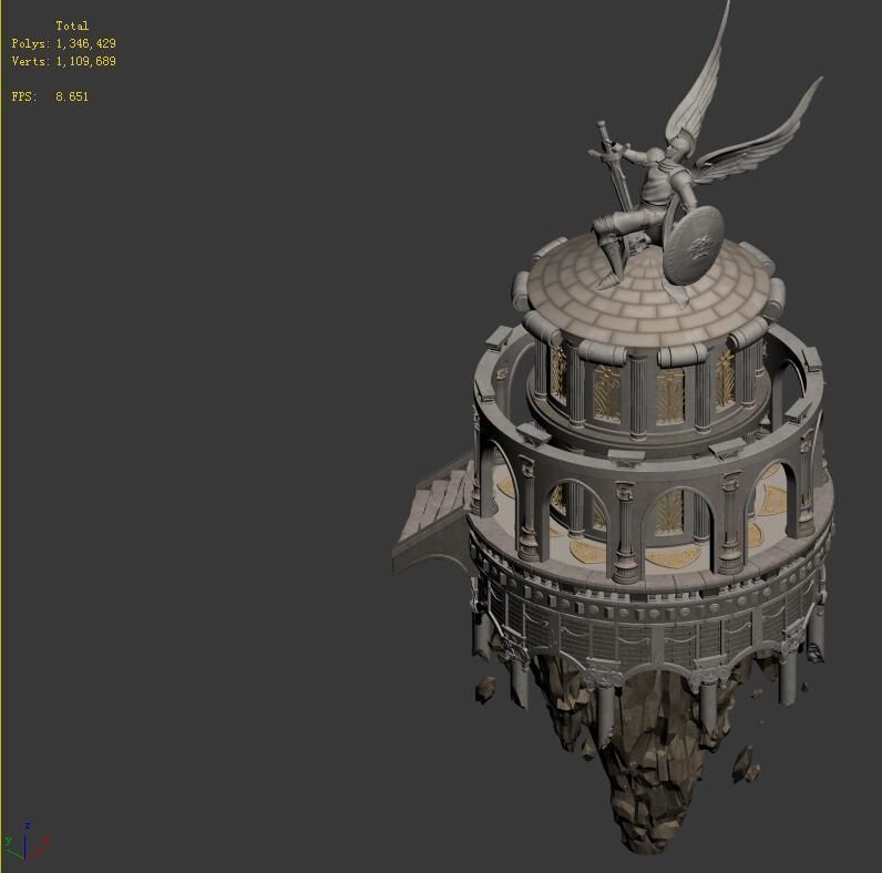 God of the country - white small turret 3D model_3