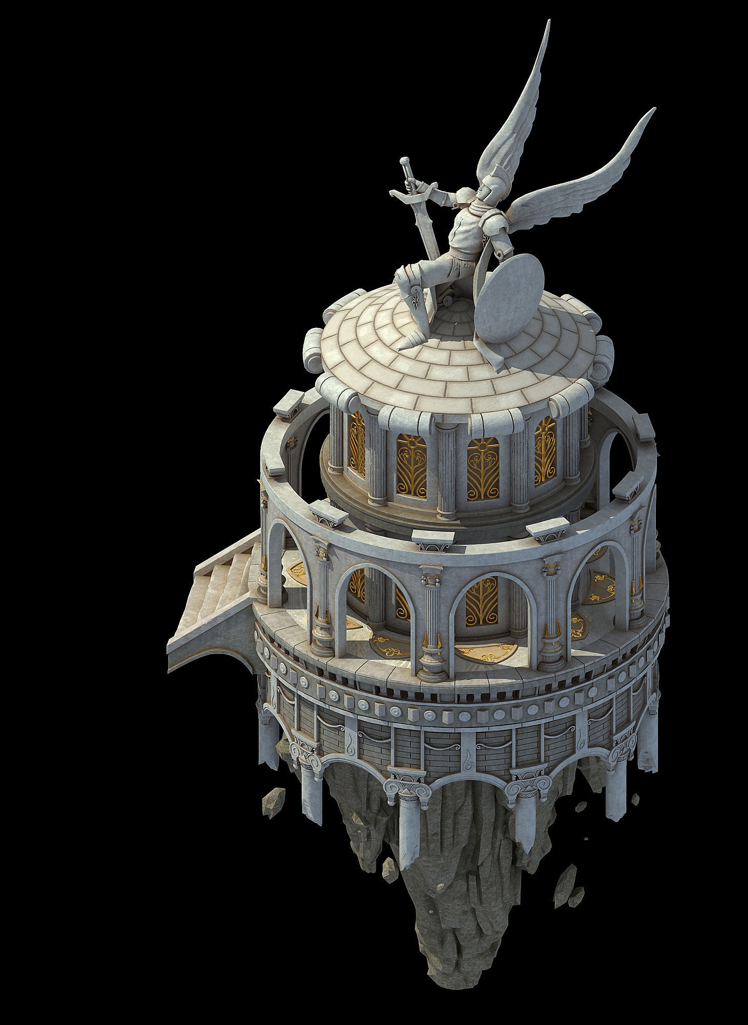 God of the country - white small turret 3D model_2