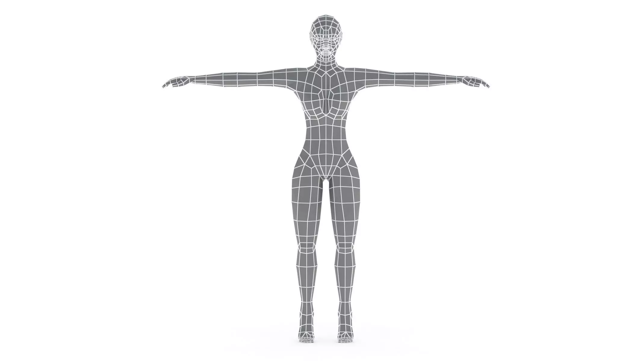 Low Poly Base Mesh Female 3D model_0