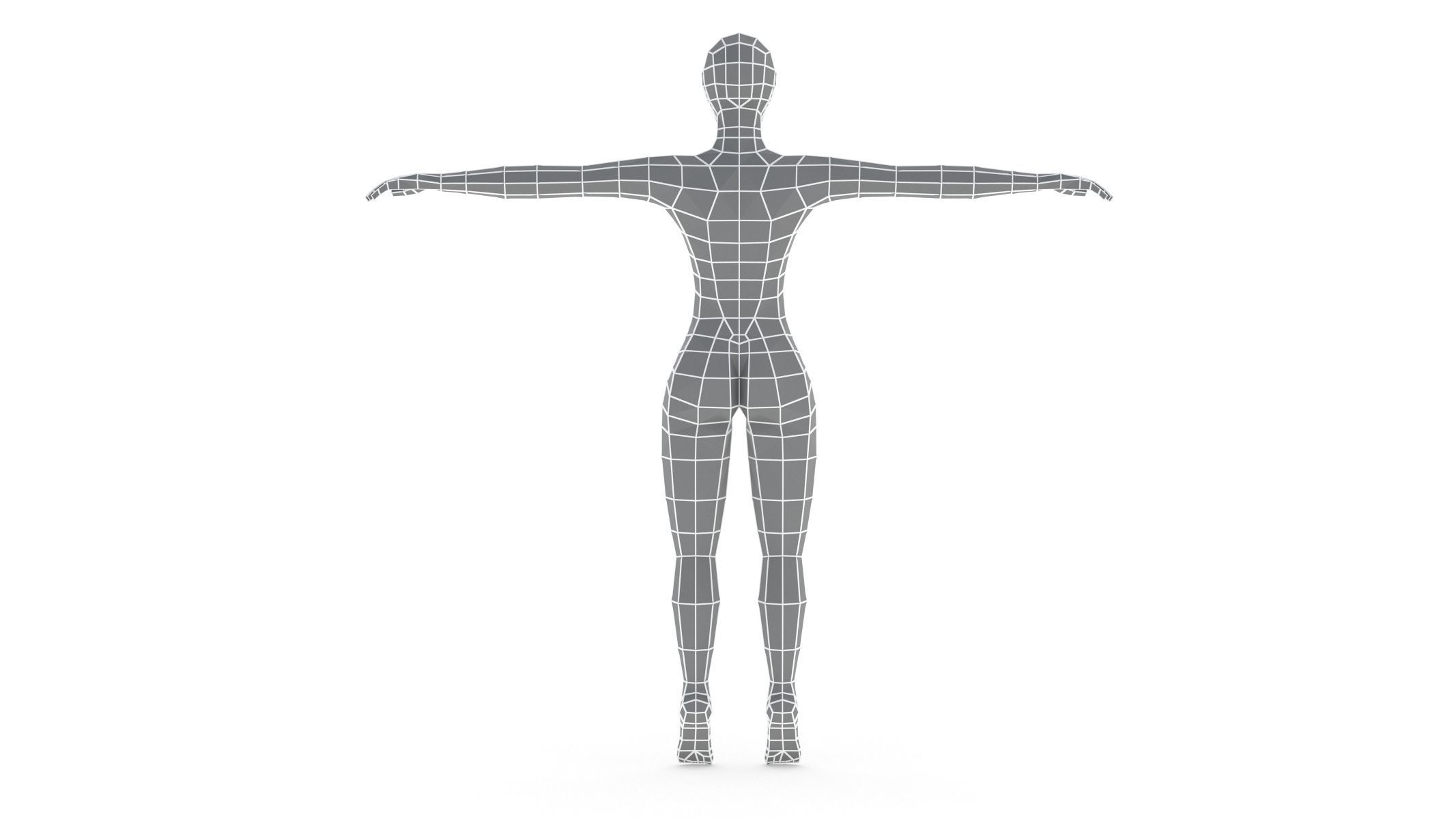 Low Poly Base Mesh Female 3D model_2