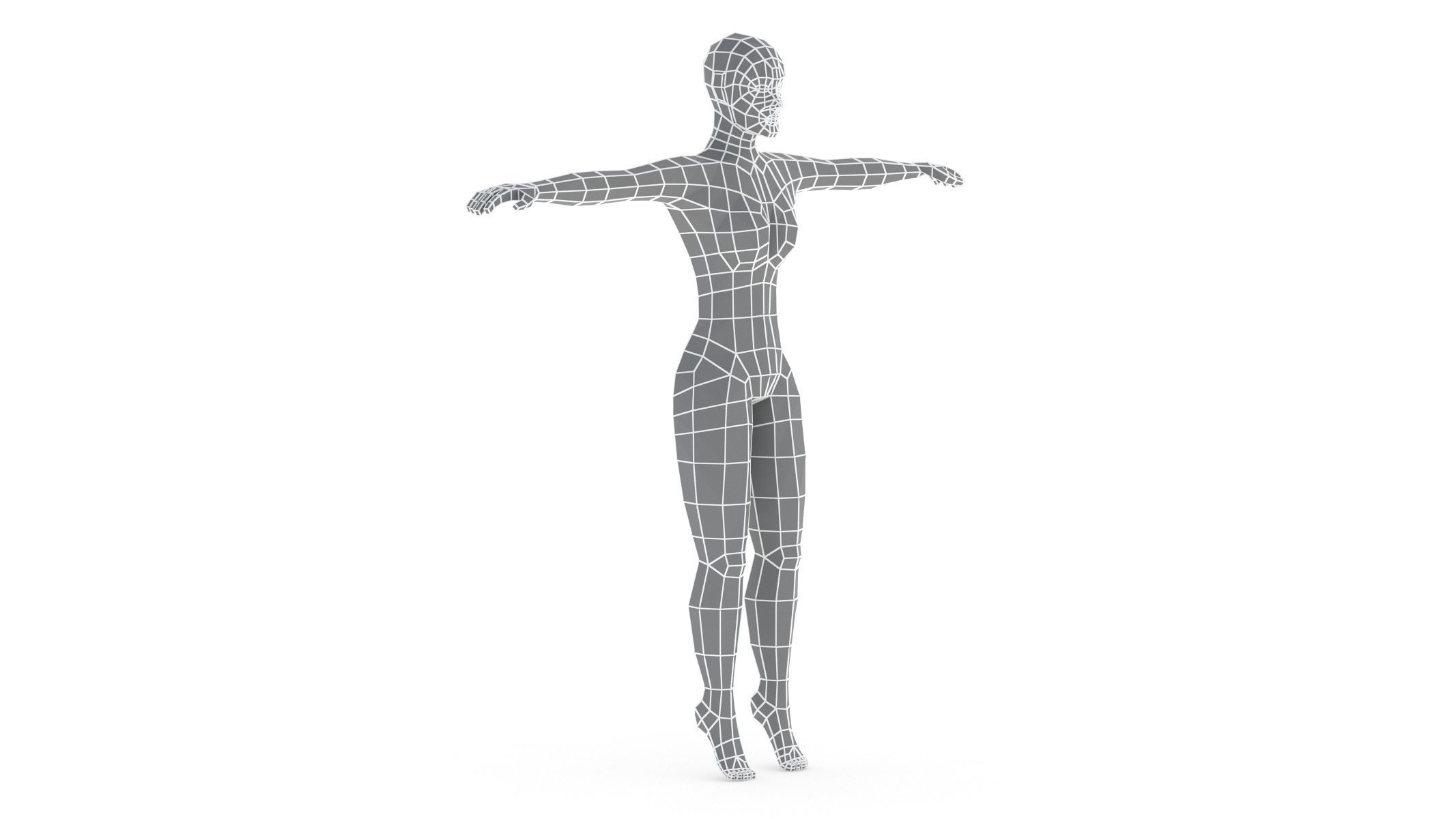 Low Poly Base Mesh Female 3D model_3