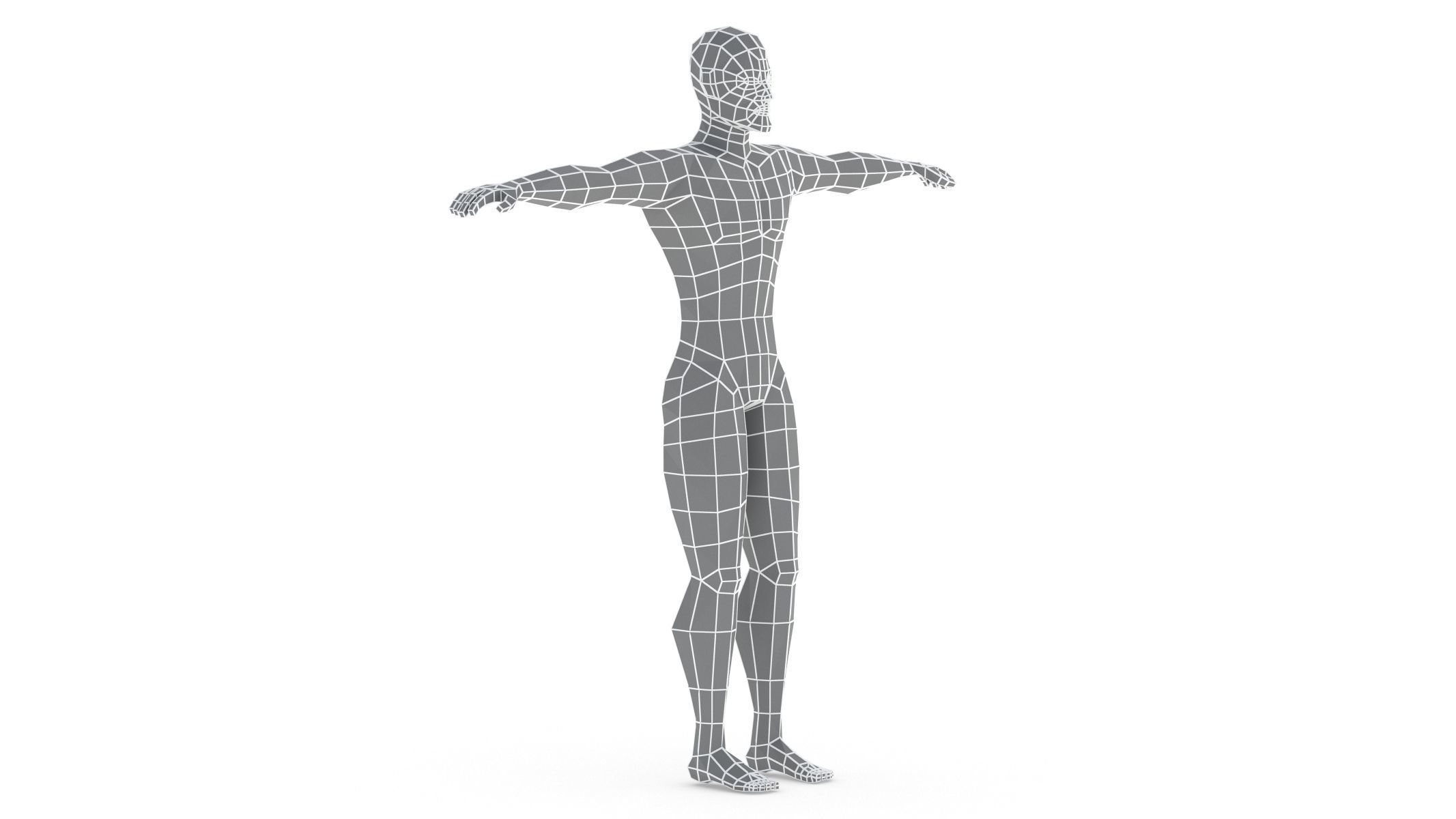 Low Poly Base Mesh Male 3D model_3