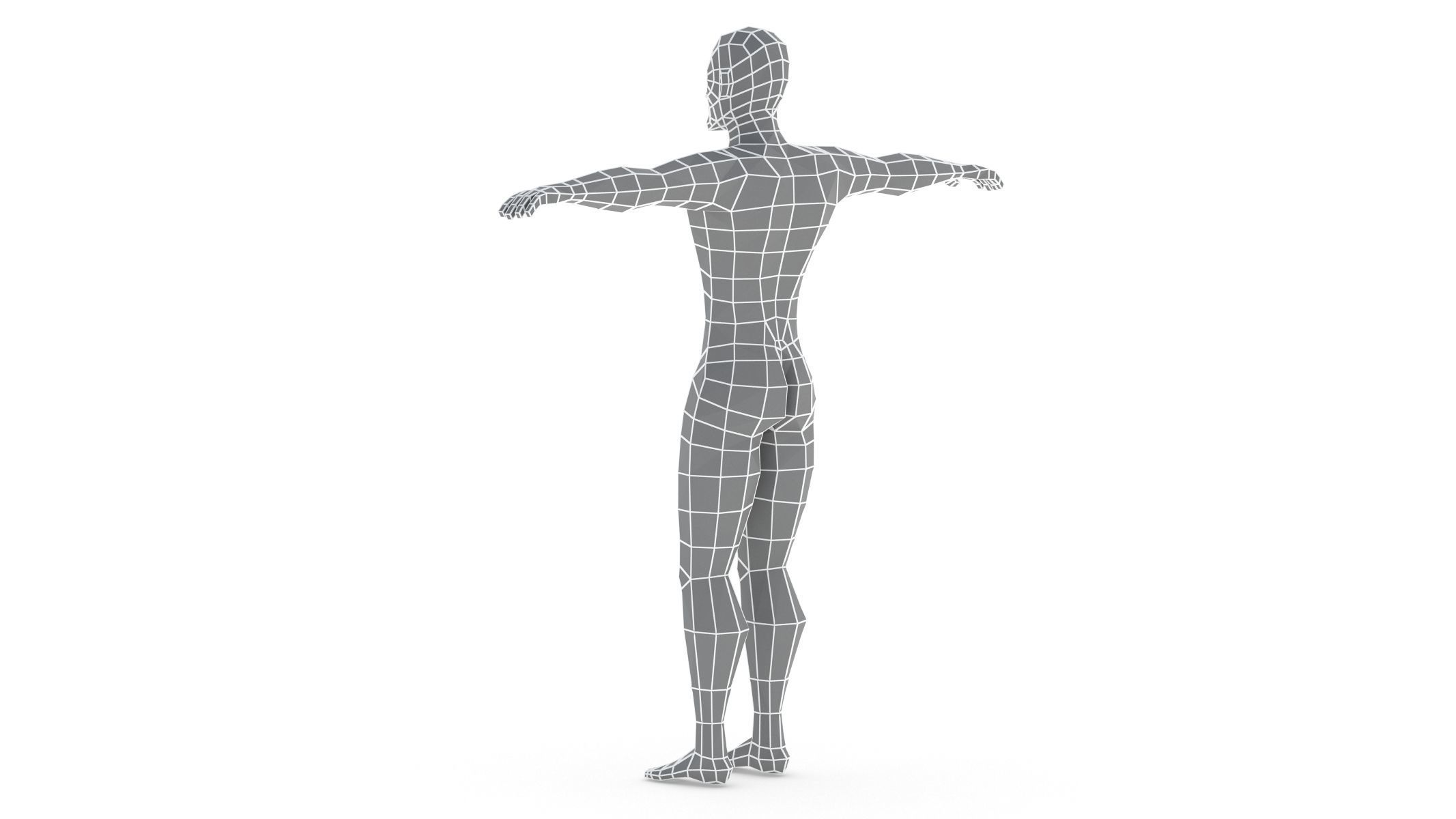 Low Poly Base Mesh Male 3D model_4
