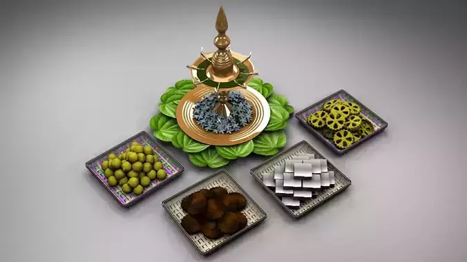 Sinhala and Tamil new year food table 3D model