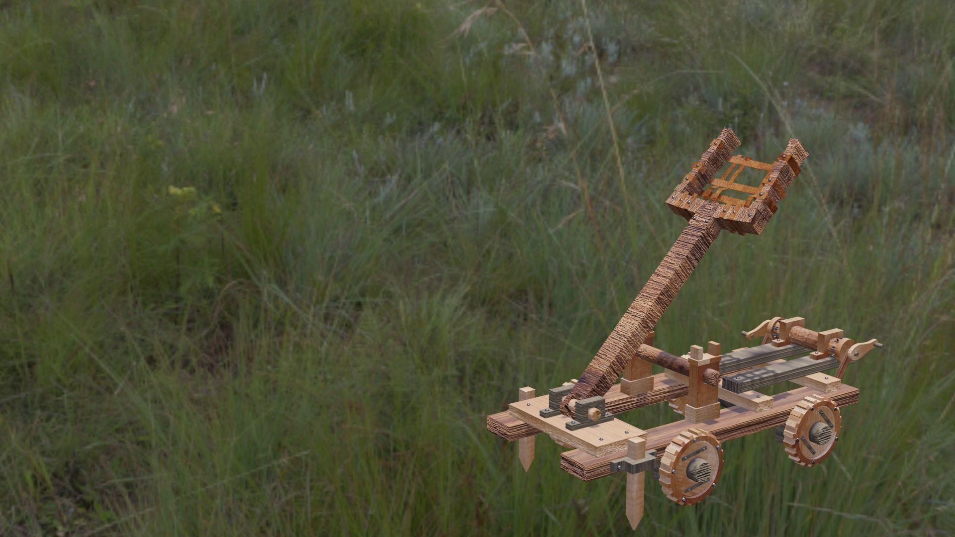 Animated Toy Catapult 3D model_3