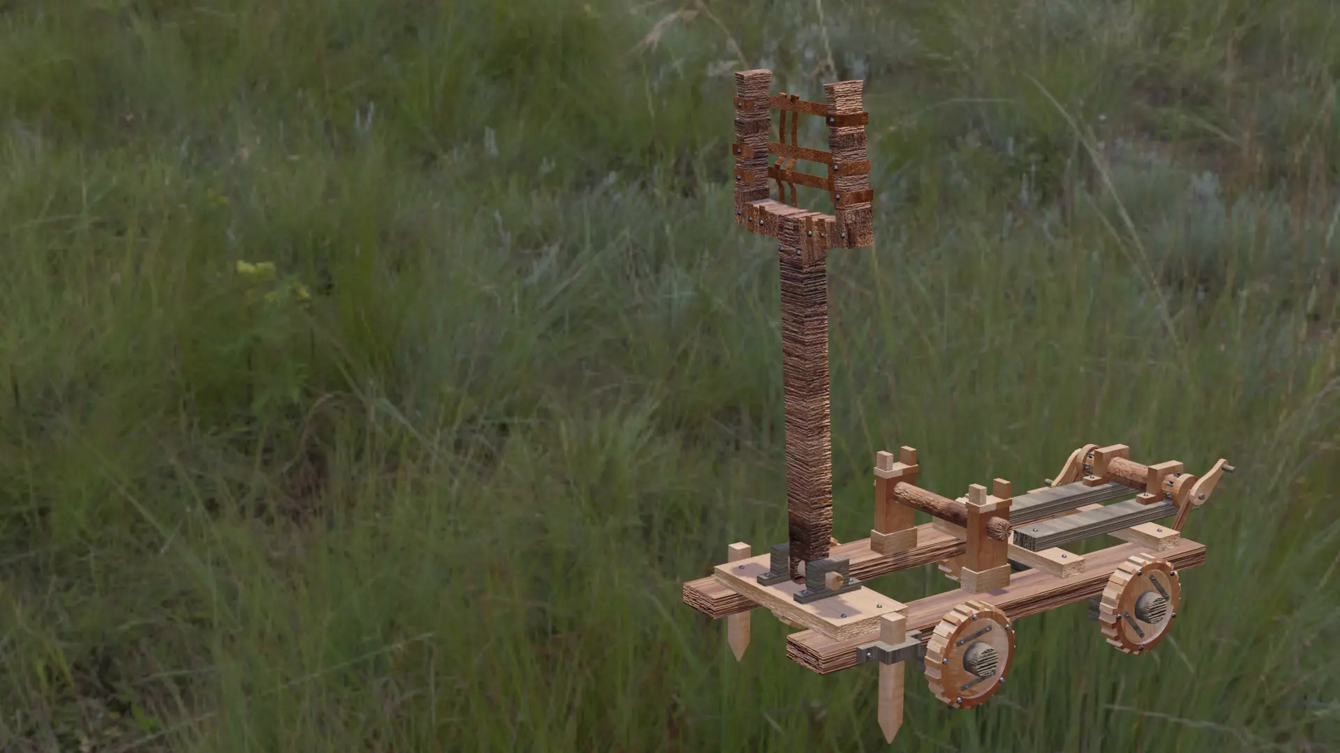 Animated Toy Catapult 3D model_0