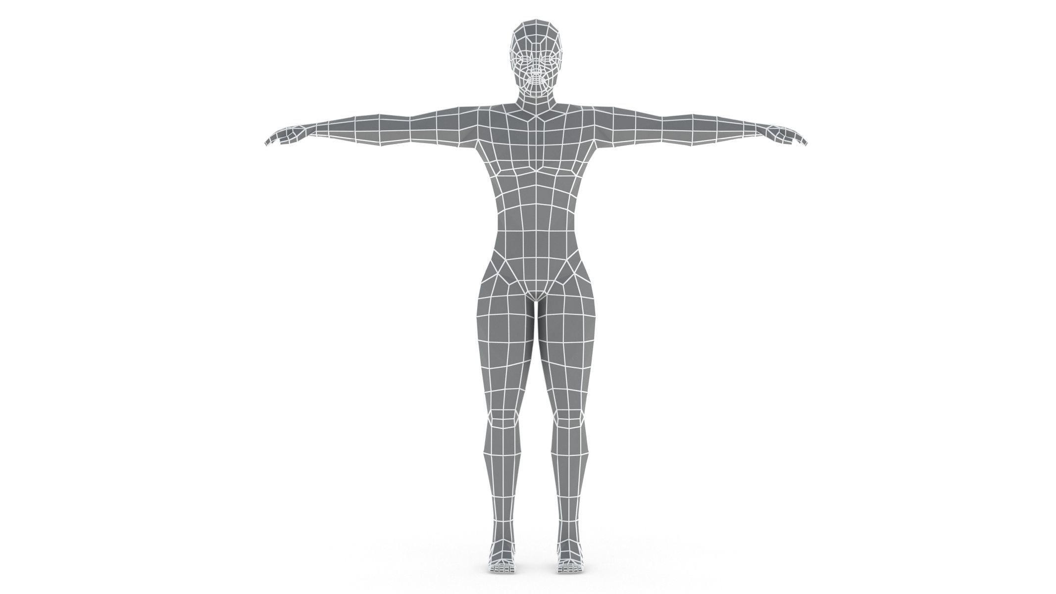 Low Poly Base Mesh Female - Male 3D model_6