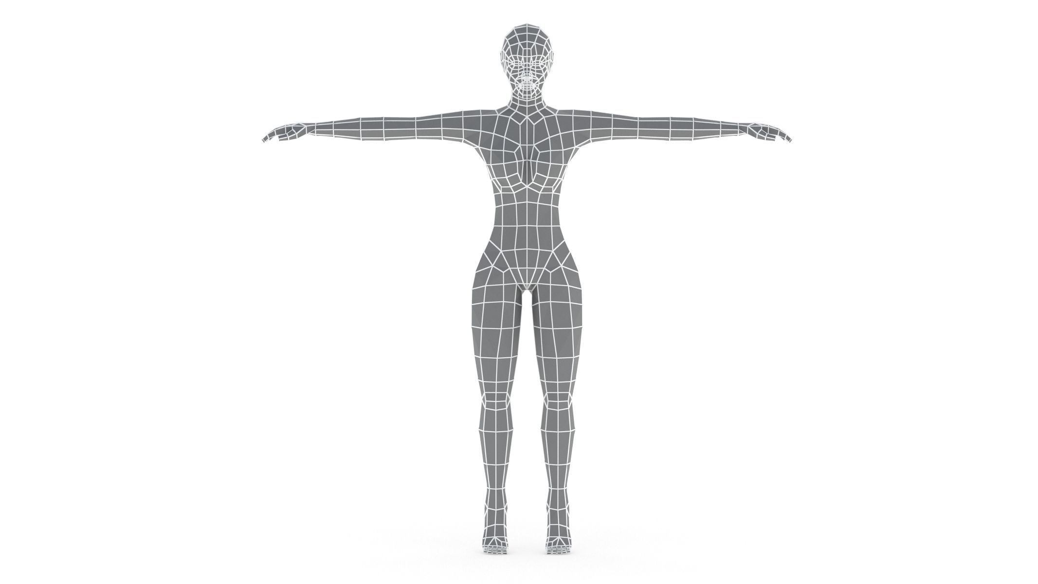 Low Poly Base Mesh Female - Male 3D model_1