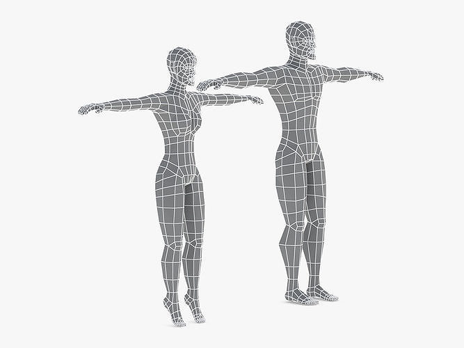 Low Poly Base Mesh Female - Male 3D model