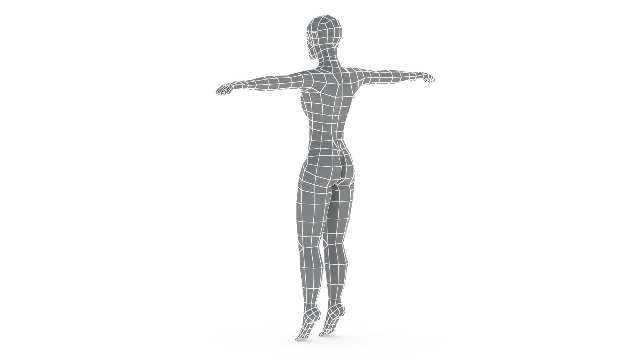 Low Poly Base Mesh Female - Male 3D model_5